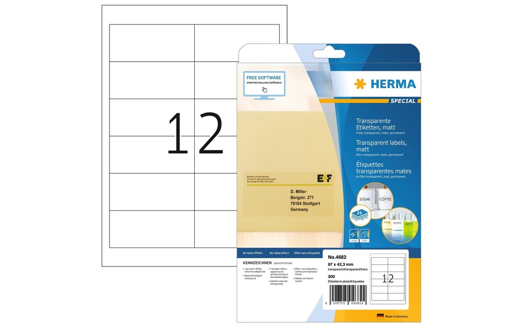 HERMA Etiquettes Spec.97x42.3 trans. (25 pces)