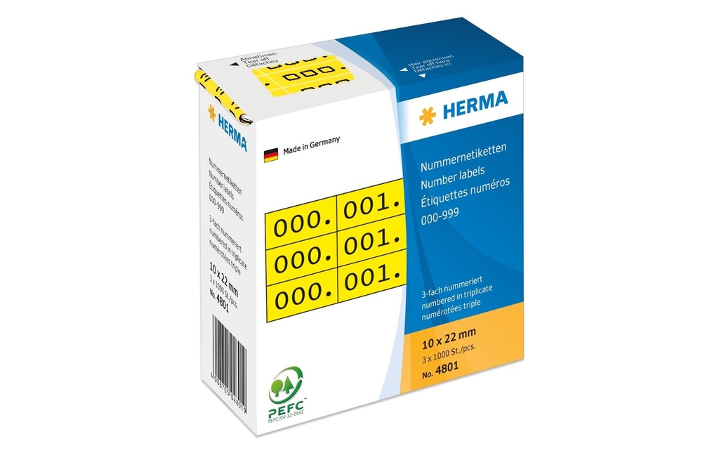 HERMA Etiquet.numér.0-999 triple jau