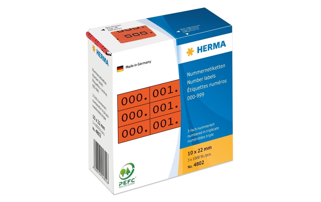 HERMA Etiquet.numér.0-999 triple rou