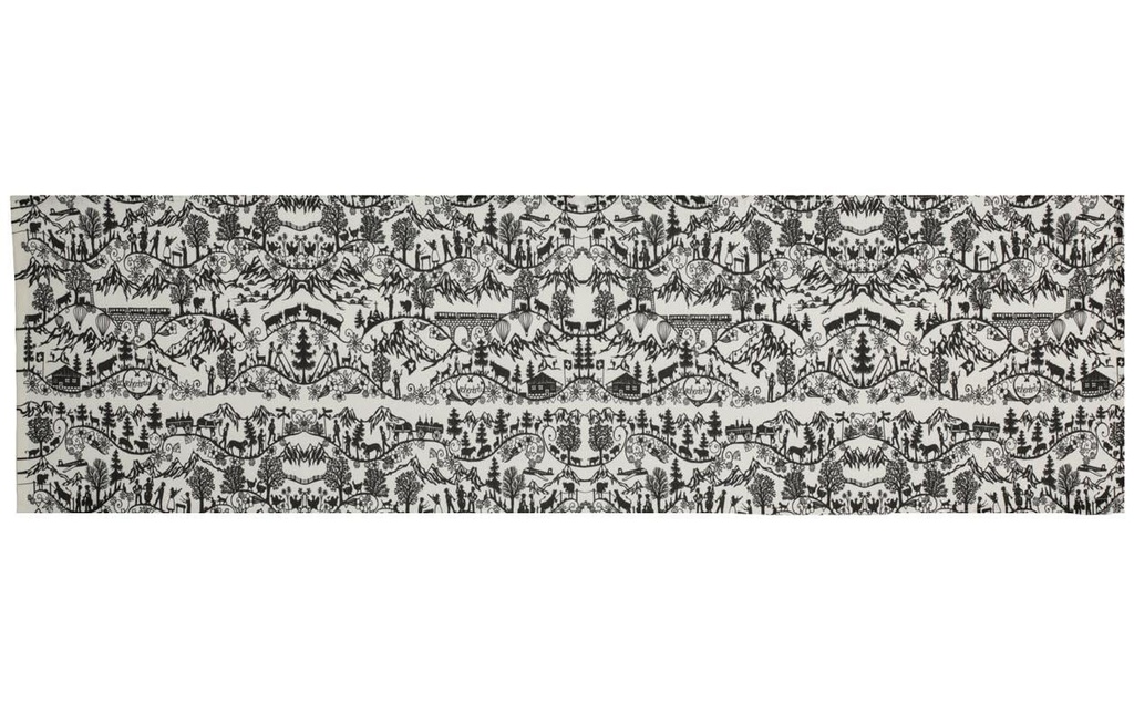 Hubatka Chemin de table Swissness 48 cm x 135 cm, Noir/Blanc