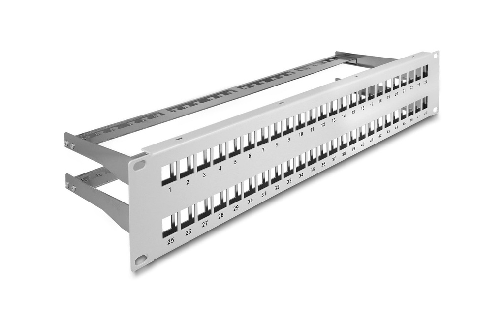 Delock Panneau de brassage Keystone 48 ports 2 U Rack 19