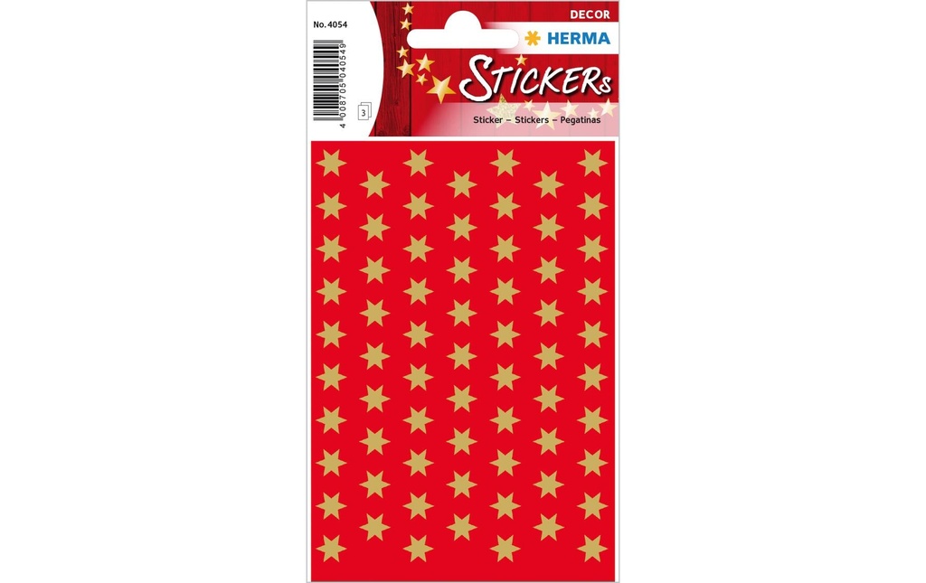 Herma Stickers Autocollants de Noël Étoiles 3 feuilles, 201 autocollants, or