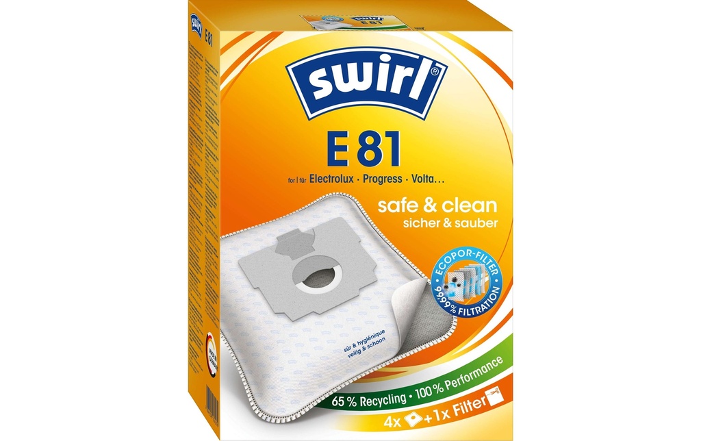 Swirl Sac filtrant pour aspirateur E 81 4 Pièce/s
