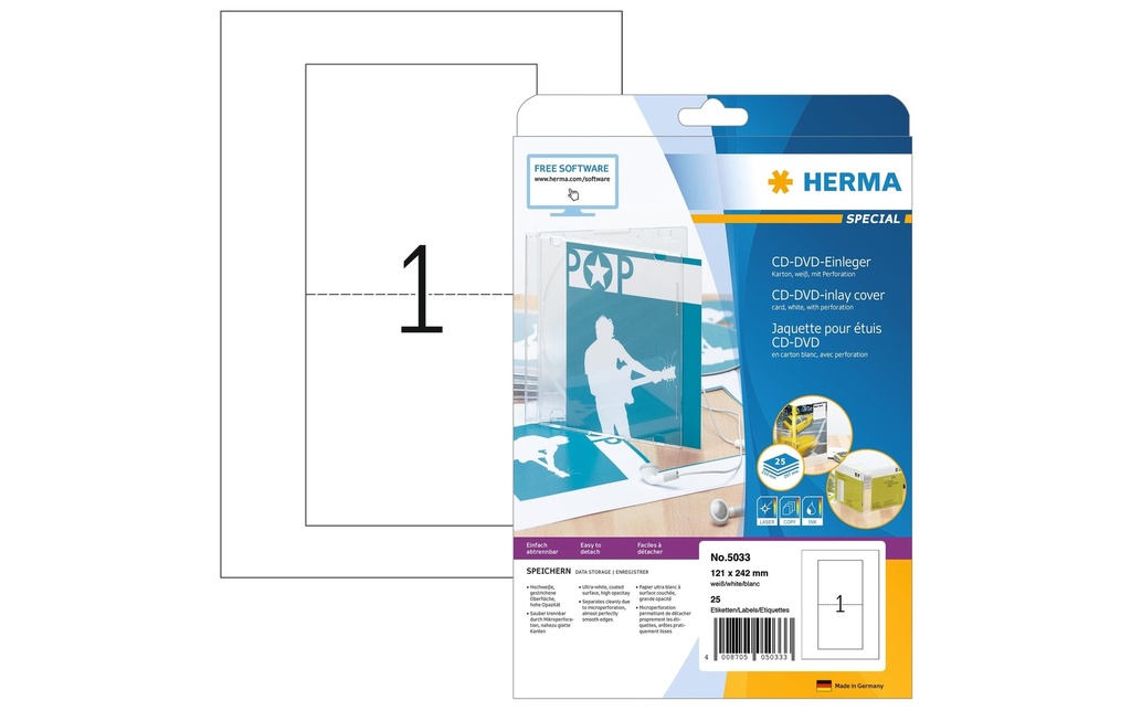 HERMA Jaquette CD Spec.121x242 25fl. (25 pces)
