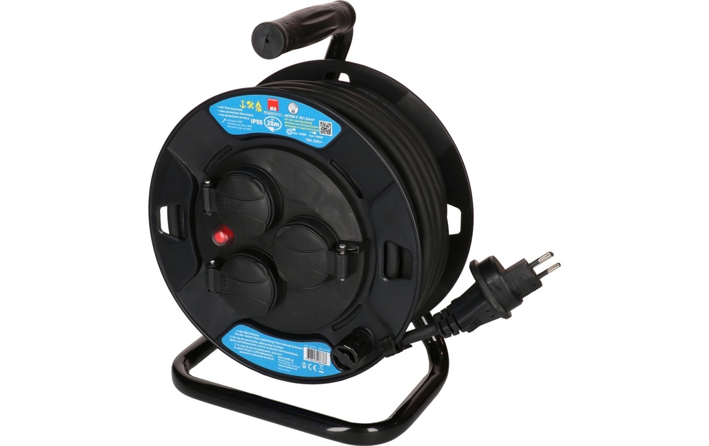 Max Hauri Bobine de câble maxREEL 20 m, 3x T13, IP55, noir