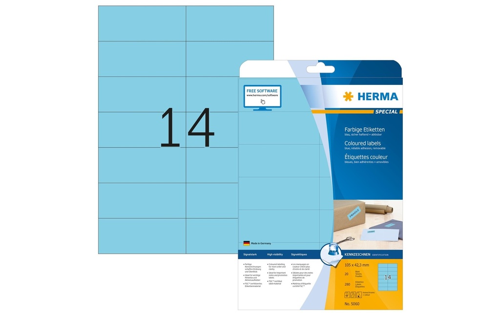 HERMA Etiquettes Spec.105x42.3 bleu (20 pces)