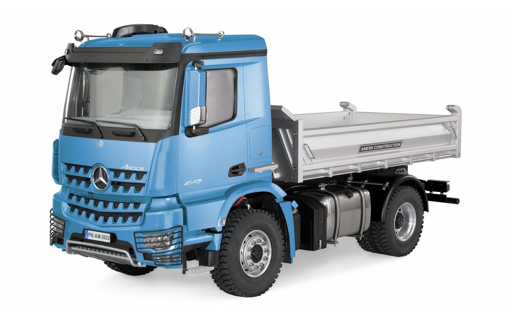 Amewi Camion-benne Pro Hydraulique, MB Arocs, bleu, 1:14, RTR