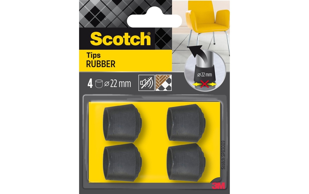 Scotch Échelle de pieds de chaise Ø 22 mm, Noir, pack de 4