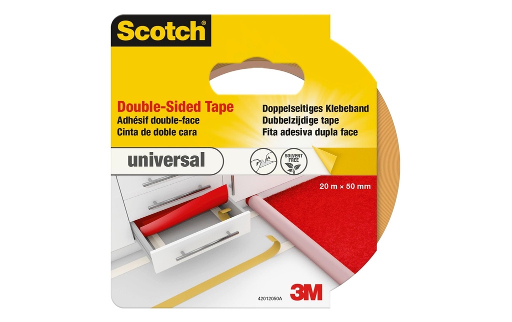 Scotch Ruban adhésif double-face Universal 50 mm x 20 m, Brun