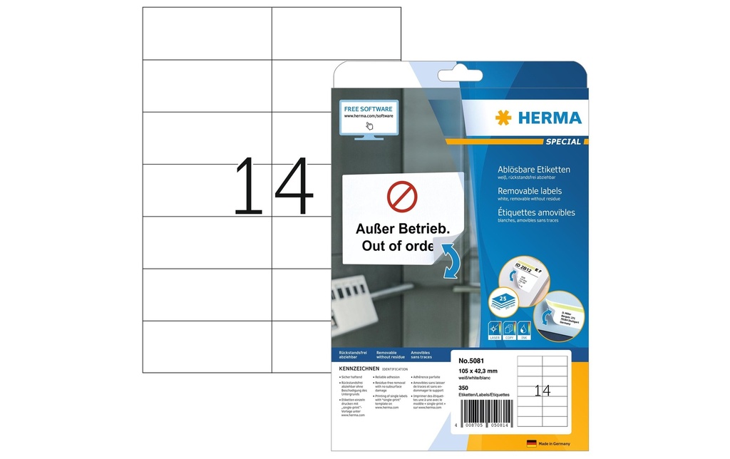 HERMA Etiquettes enlevable 105x42.3 (25 pces)