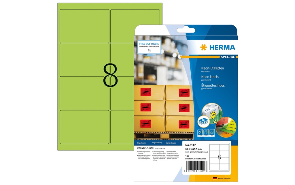 HERMA Eti.spéc.99.1x67.7 vert néo20f (20 pces)