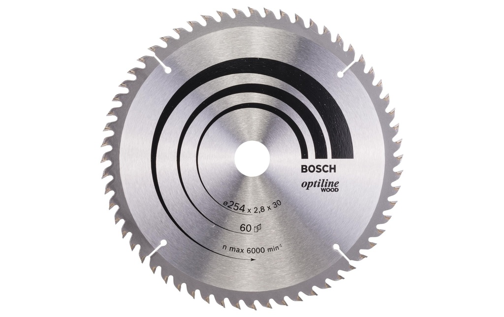 Bosch Professional Lame de scie circulaire Optiline Wood, 254 x 30 x 2.8 mm, Z 60