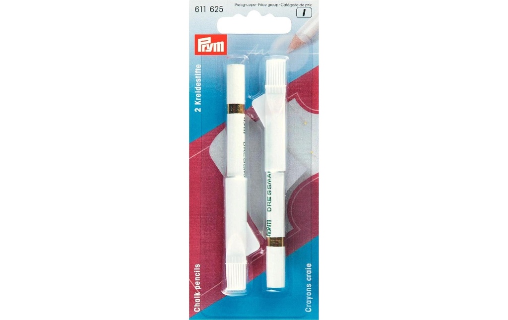 Prym Crayon craie avec une brosse, 2 pièces, blanc