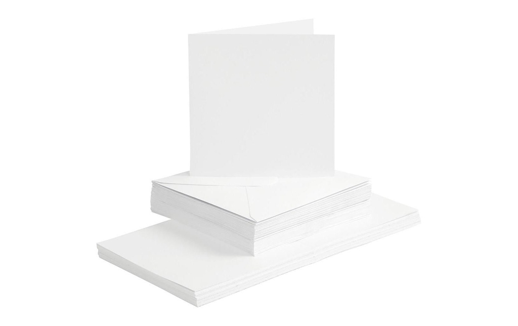 Creativ Company Carte vierge 15 x 15 cm 50 jeux, blanc