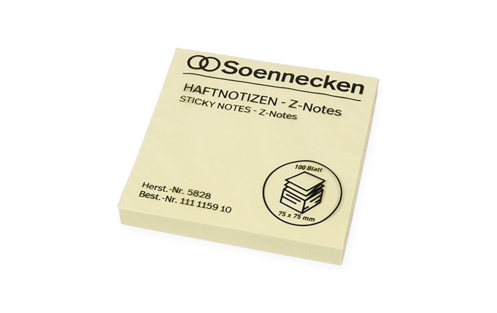 Soennecken Fiche de bloc-notes Z-Notes 7.5 x 7.5 cm, jaune, 100 feuilles