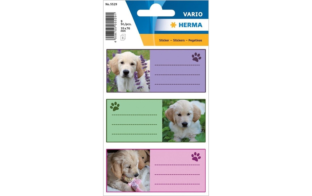 HERMA Etiqu.scolaire Vario chiens (3 pces)