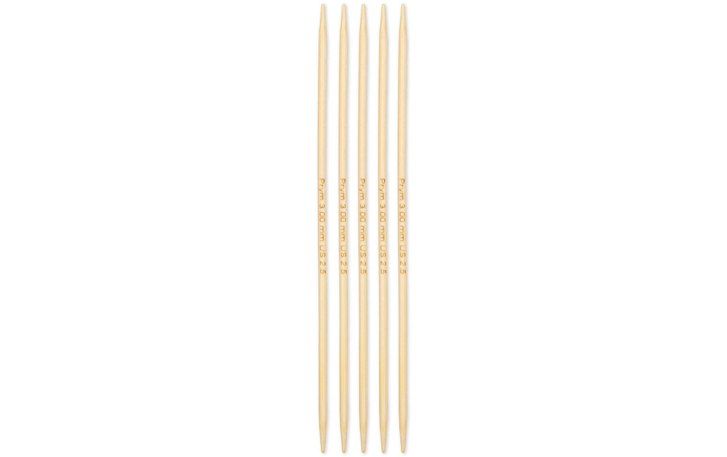 Prym 1530 Aiguilles à tricoter pour bas BAMBUS 3.00 mm, 15 cm