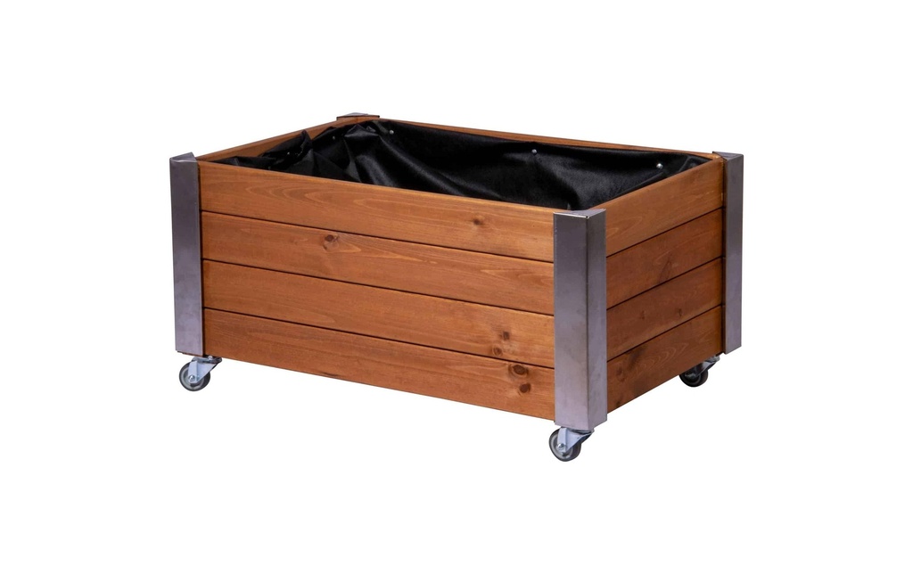dobar Jardinière surélevée «Rollfi» en bois avec roulettes