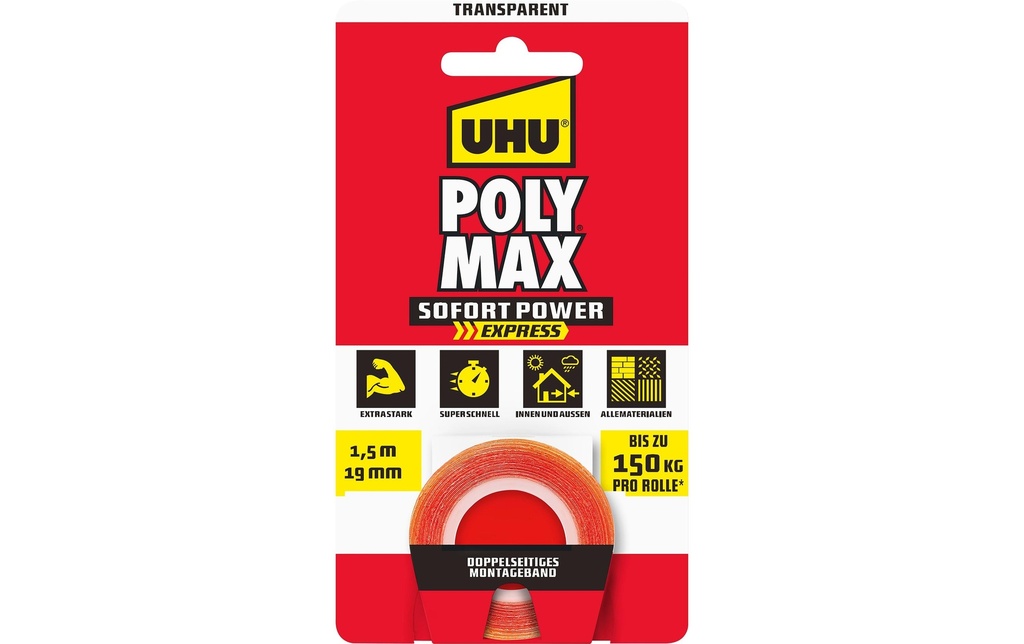 UHU Poly Max Tape Transparent 1.5 m