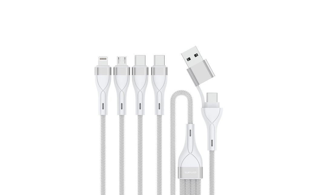 4smarts Câble chargeur USB Câble multi-charge USB-C/A 4in2 1.2 m, Blanc
