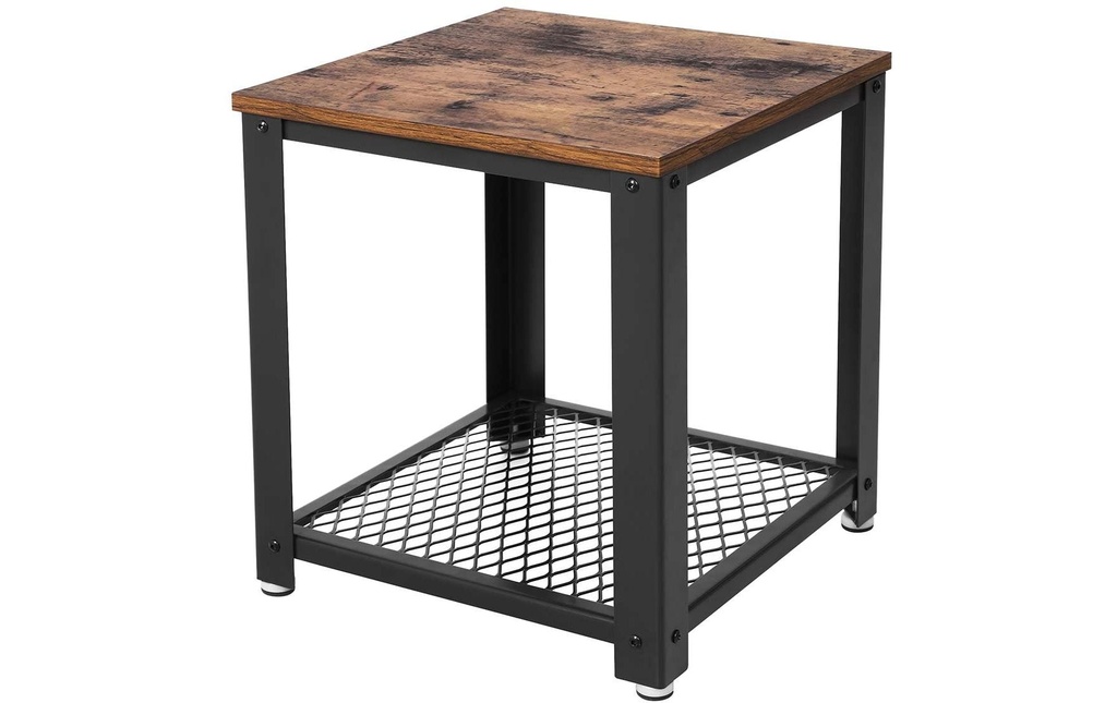 VASAGLE Table d'appoint avec tablette 45 x 55 cm, Noir/Brun