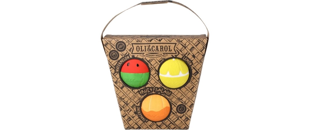 Oli&Carol Hochet silencieux Fruit Salad Baby Sensory Balls