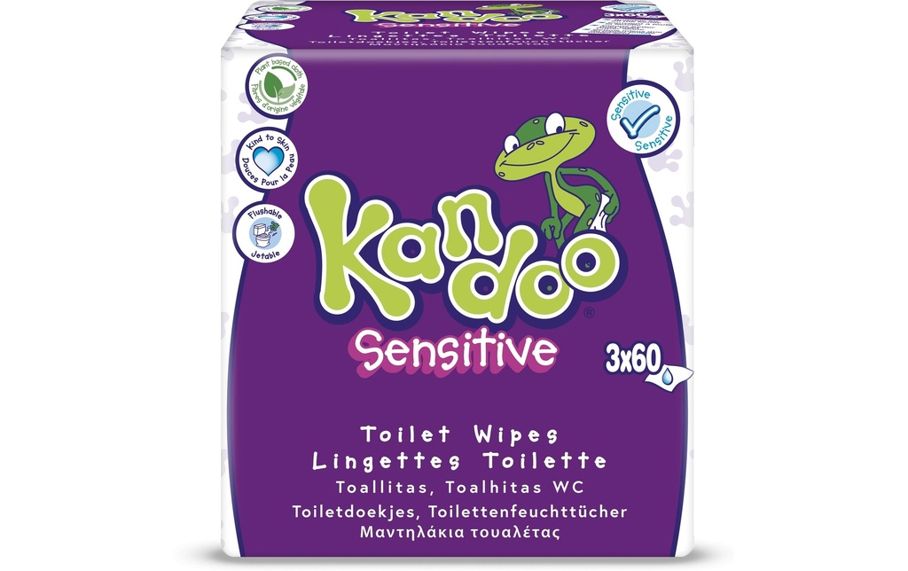 Kandoo Lingettes humides Sensible 3x 60 pièces