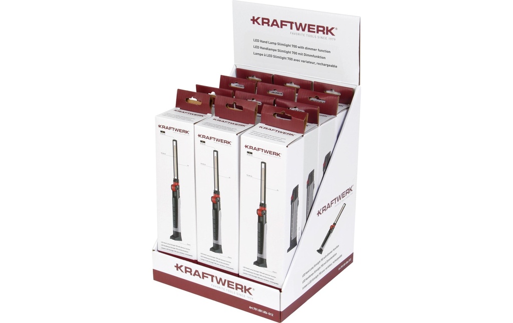 Kraftwerk Lampe de poche 12 x LED Lampe à main Slimlight 700, 3.7 V, 2600 mAh