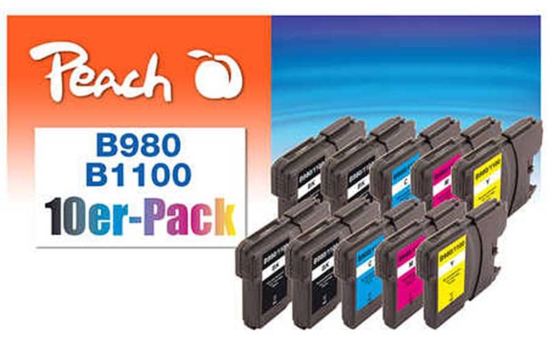 Peach Encre Brother n° LC-980/1100 4x BK, 2x chaque C,M,Y