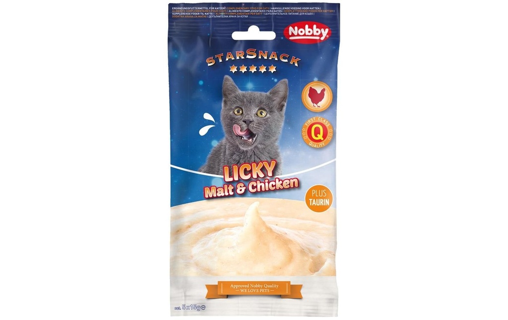 Nobby Collation pour chat StarSnack Licky Malt & Chicken, 5 x 15 g