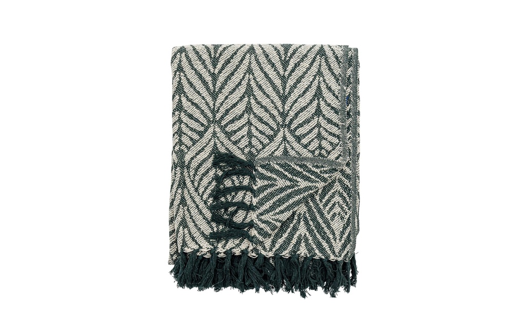 Bloomingville Couverture Ugento 160 x 130 cm, Vert/Blanc