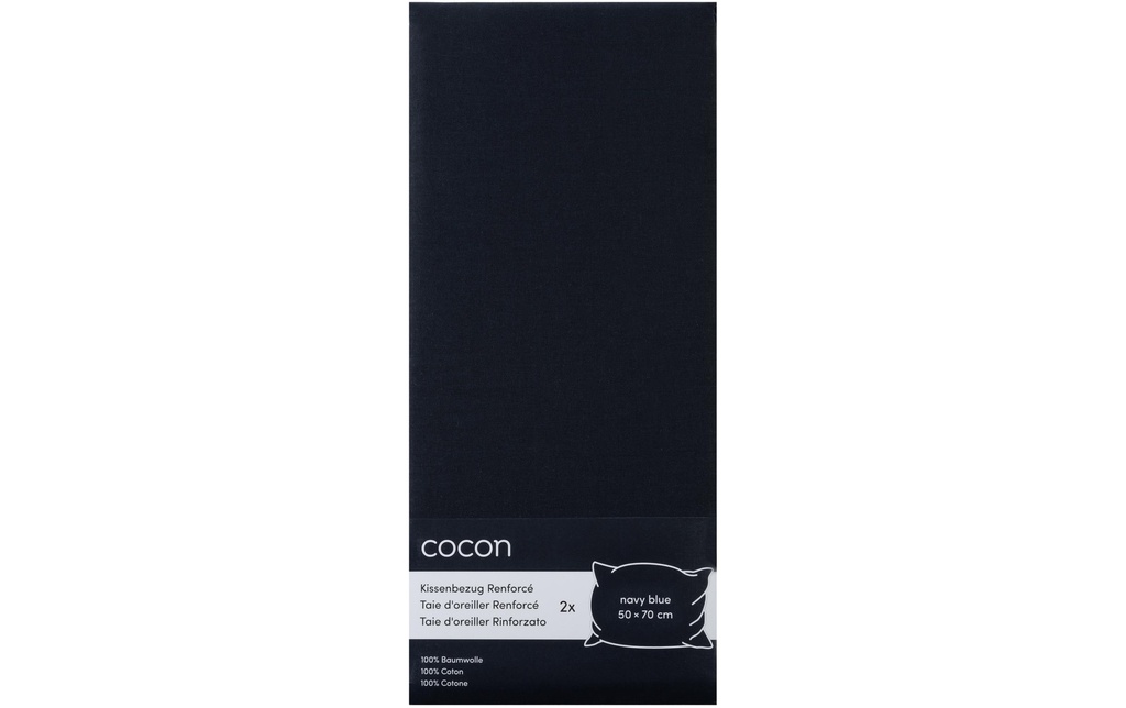 COCON Taie d'oreiller Renforcé 50 x 70 cm, Bleu marine, 2 pcs