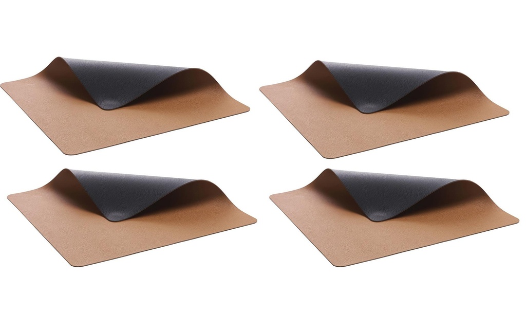 Bitz Set de table 33 cm x 46 cm, 4 pièces, Noir/Brun