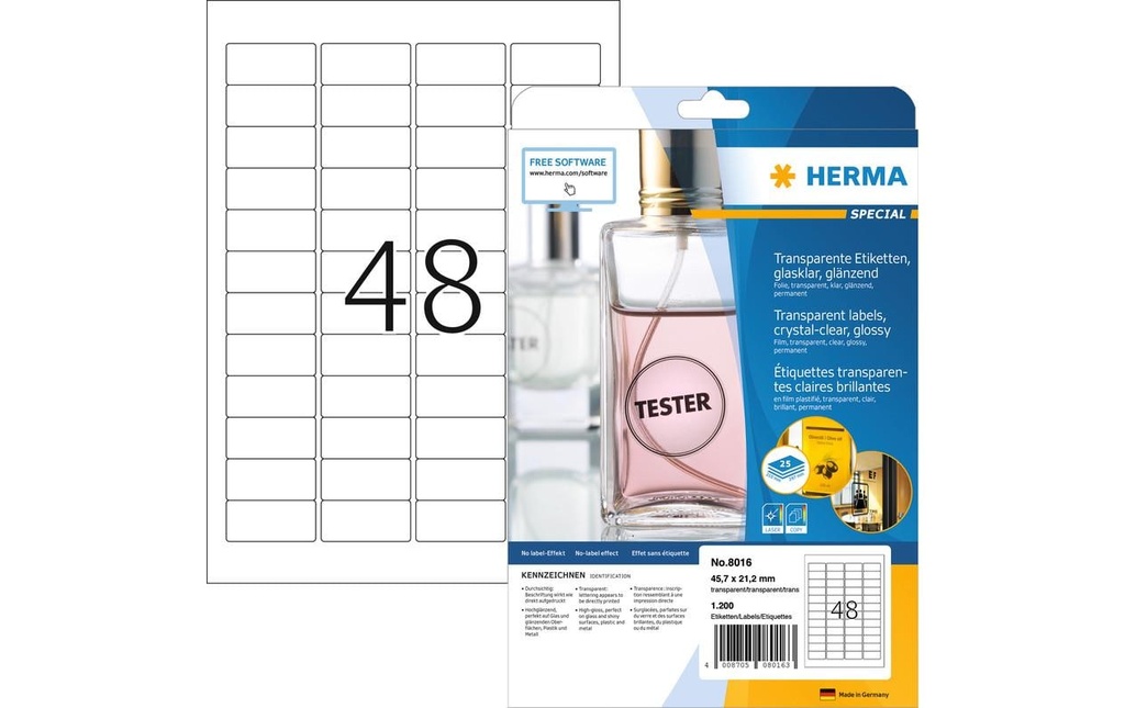 HERMA Etiqu.Spec.45.7x21.2 trans. (25 pces)