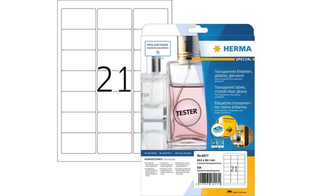 HERMA Etiq.Spec.63.5x38.1 transp. (25 pces)