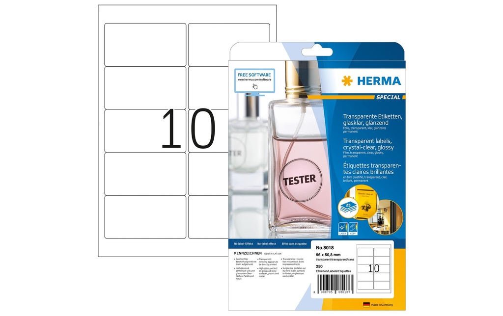 HERMA Etique.Spec.96x50.8 transp. (25 pces)
