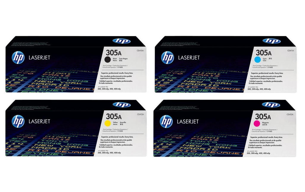 HP Kits arc-en-ciel Nr. 305A (CE410A-CE413A) BL/C/M/Y