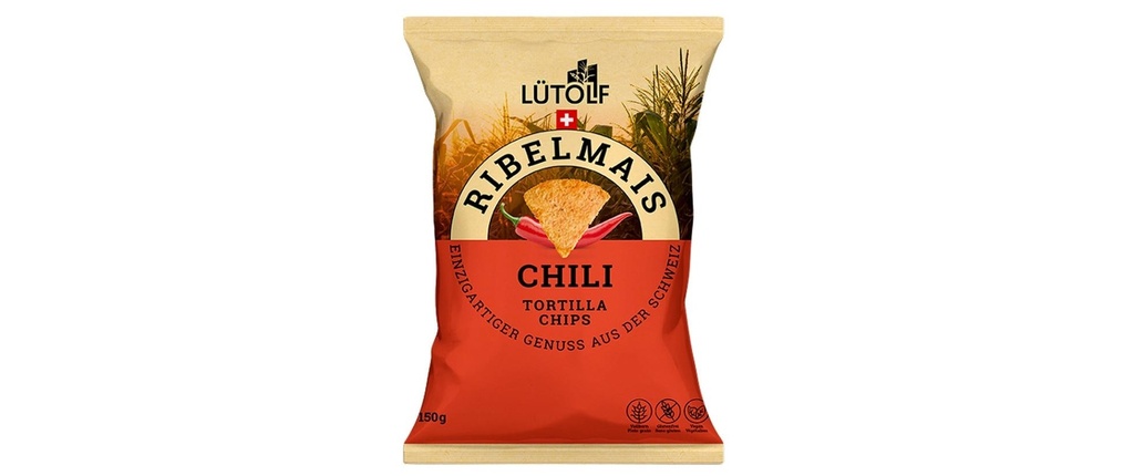 Lütolf Chips de tortilla de maïs Ribel au chili 150 g