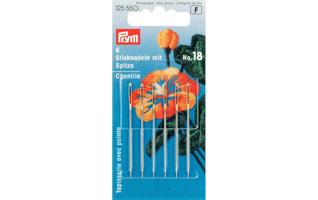 Prym Aiguille de broderie N° 18 avec pointe