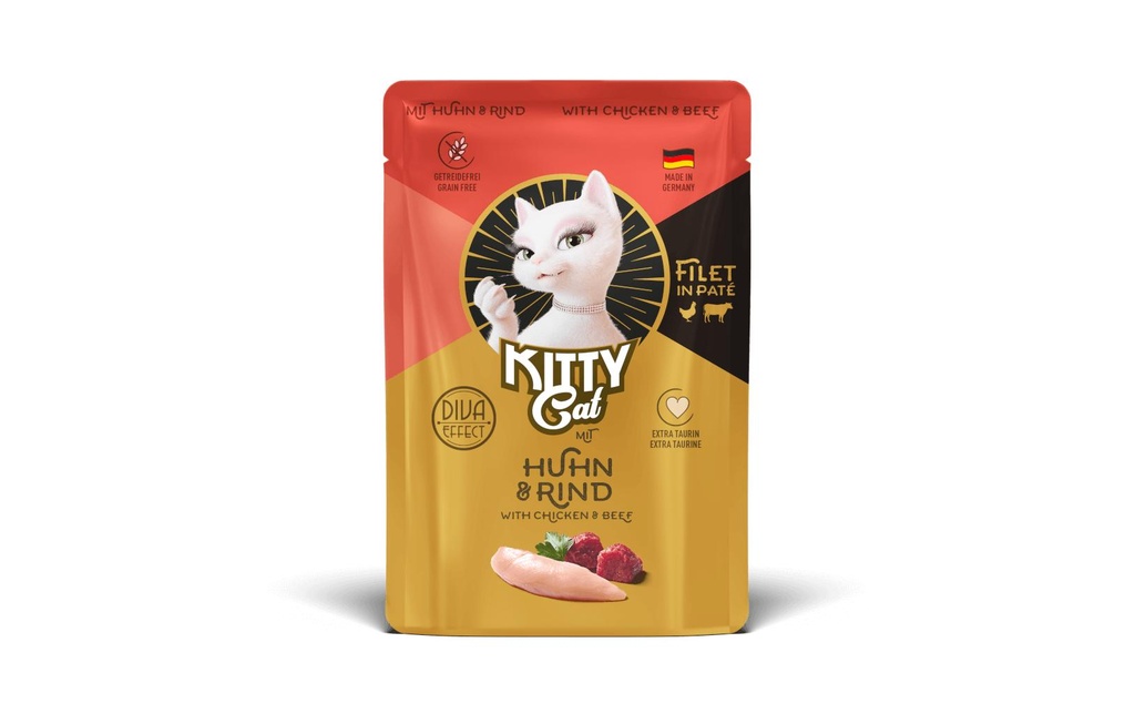 KITTY Cat Alimentation humide Filét Paté Pouch poulet, bœuf 85 g