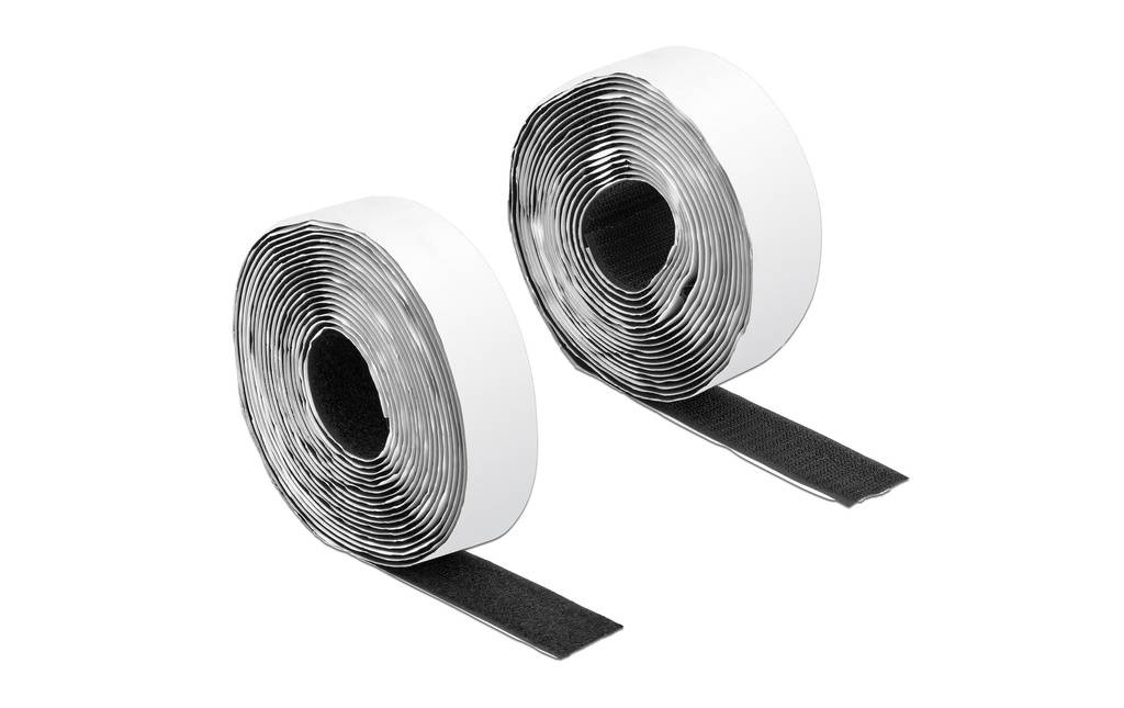 Delock Rouleau de bande auto-agrippante 5m x 25 mm Bande adhésive et polaire noire