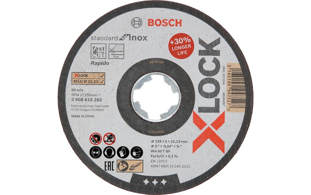 Bosch Professional Disque à tronçonner droit X-LOCK Standard for Inox 125 x 1