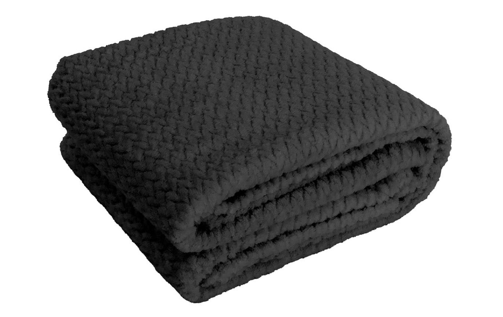 Hubatka Couverture Plaid uni 220 x 180 cm, Gris foncé