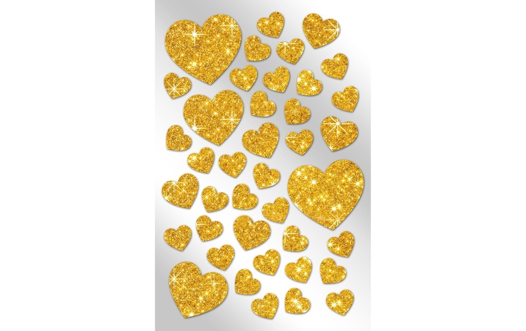 Braun + Company Autocollants à paillettes Coeurs Doré