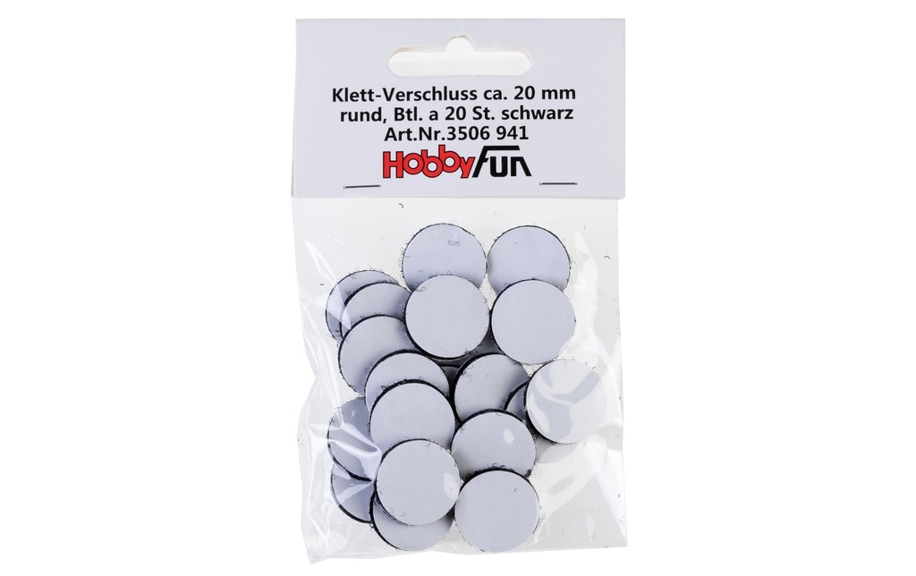 HobbyFun Fermeture velcro 2 cm rond noir 20 Pièce/s