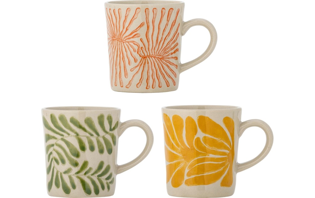 Bloomingville Tasse à thé Fauni 205 ml, 3 Pièce/s, Vert/Jaune