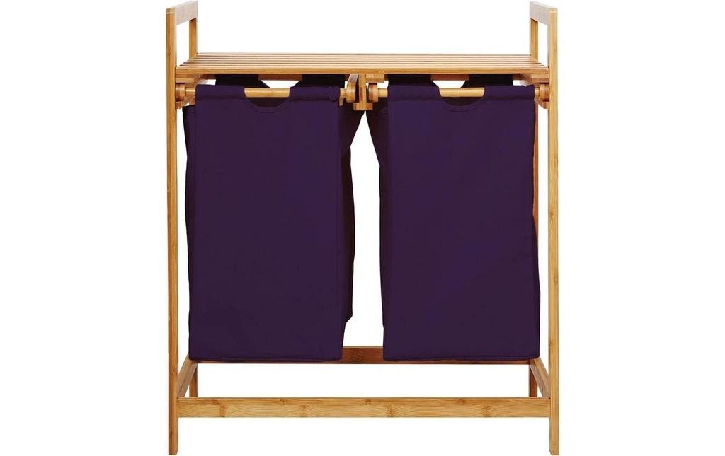 Lumaland Corbeille à linge Bambou 30 l, Brun/Violet