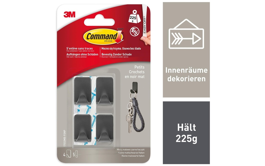 Command Crochet adhésif 0.225 kg, Noir