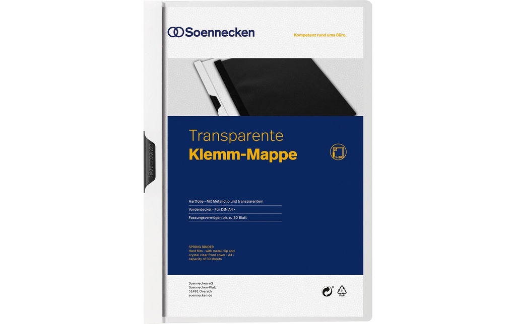 Soennecken Chemises à clip A4, Blanc