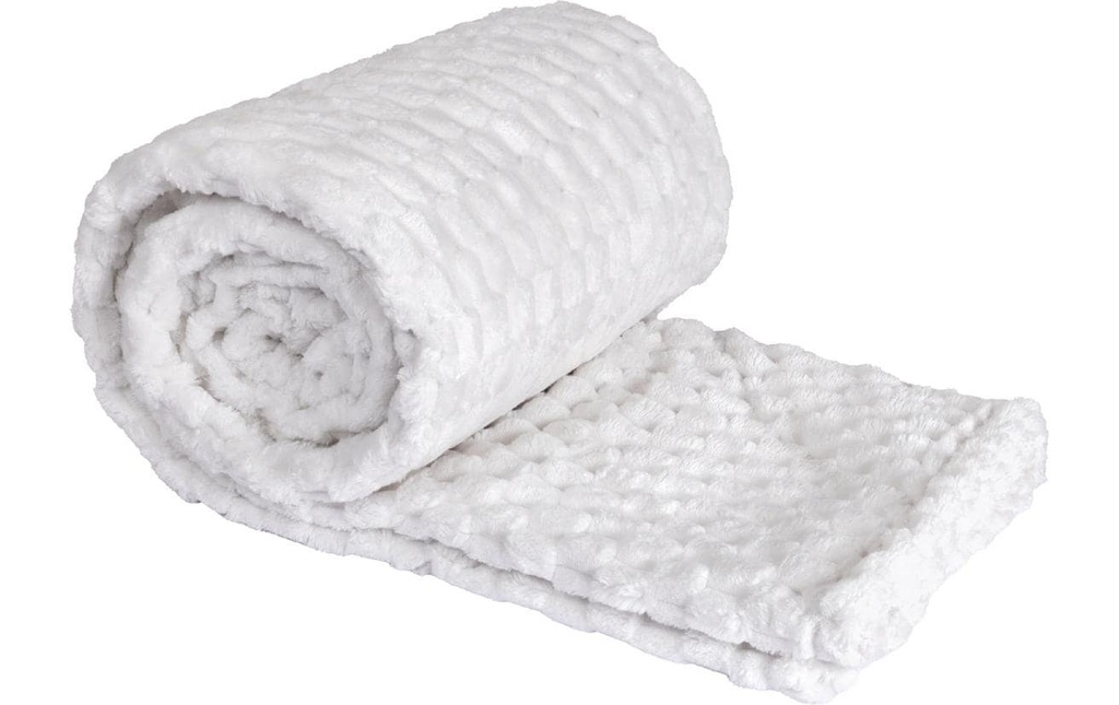 Hubatka Couverture Plaid uni 220 x 180 cm, Blanc